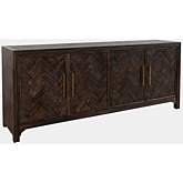 Gramercy 79" 4 Door Chevron Accent Cabinet in Brushed Brown